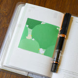 Full color sticky notes featuring a few ducks lounging in green pads

3x3 inches
25 sheets
Printed with 3M