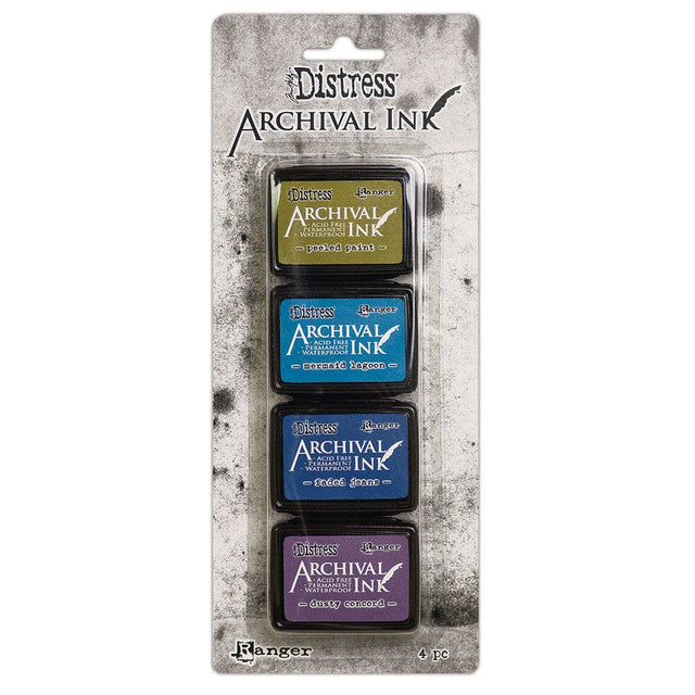 Tim Holtz Distress® Mini Archival Ink pads are waterproof, acid-free dye inks featuring the classic Distress color palette in the same fade resistant formula used in Ranger Archival Ink.