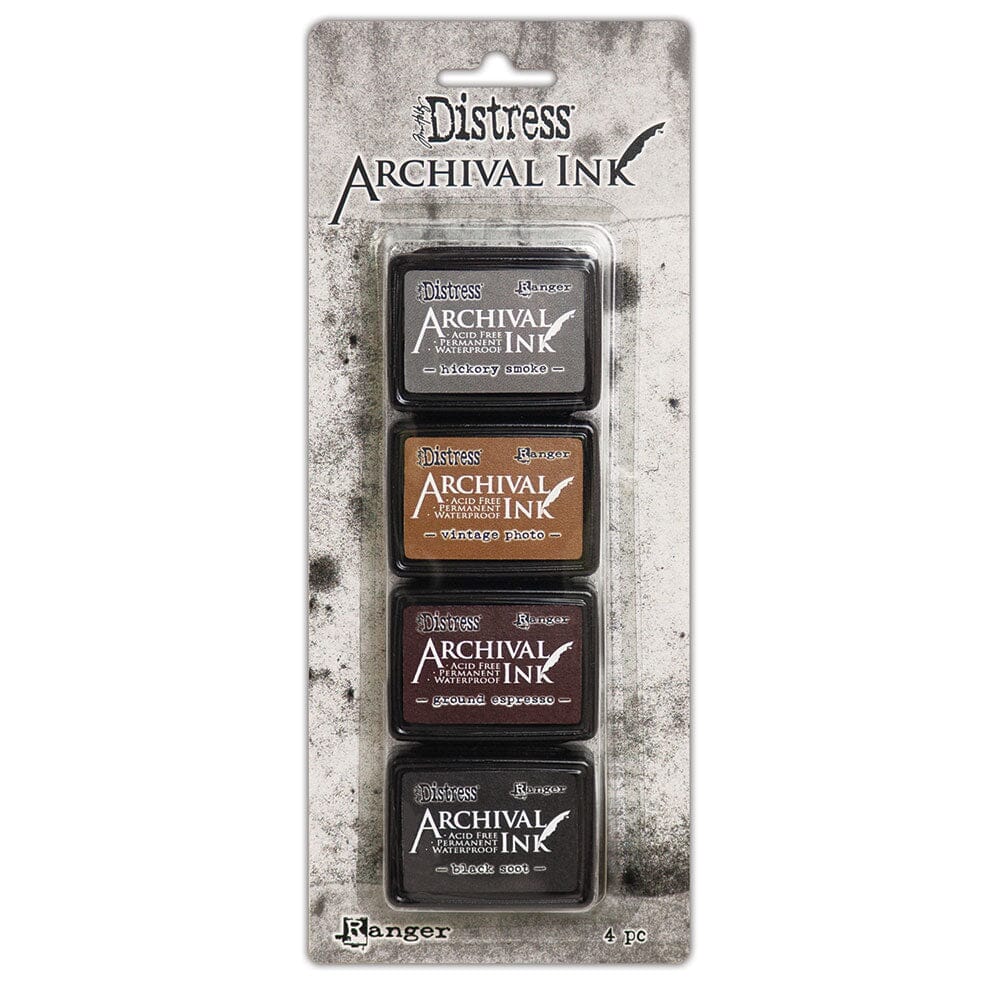 Tim Holtz Distress® Mini Archival Ink pads are waterproof, acid-free dye inks featuring the classic Distress color palette in the same fade resistant formula used in Ranger Archival Ink.