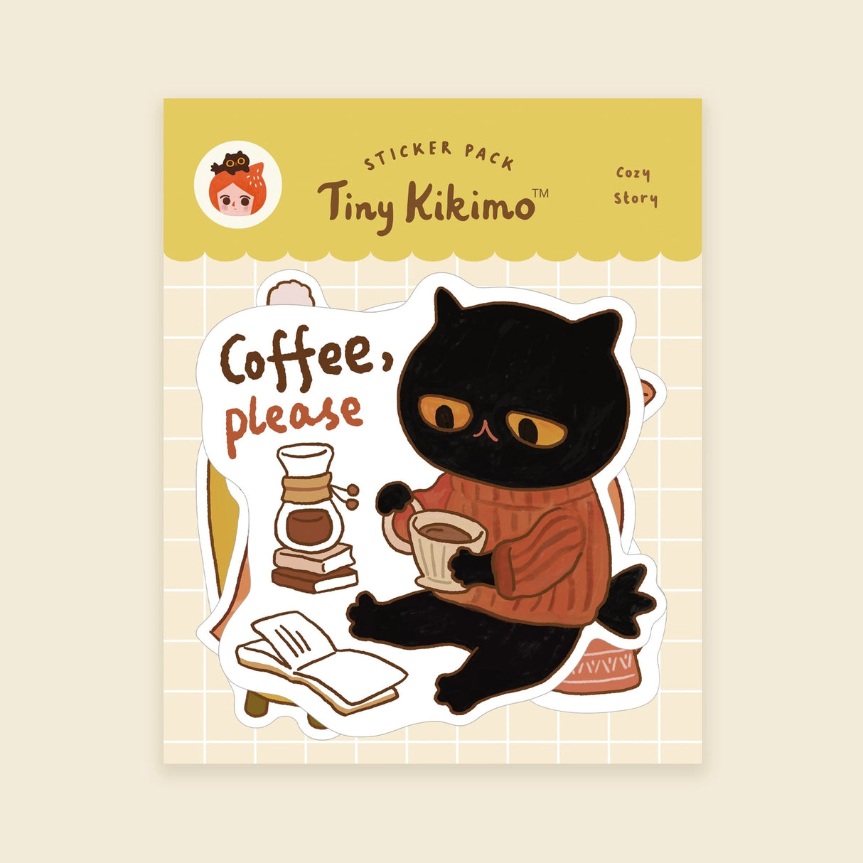 A whimsical set of 3 vinyl stickers featuring Tiny Kikimo and friends on their little adventures.