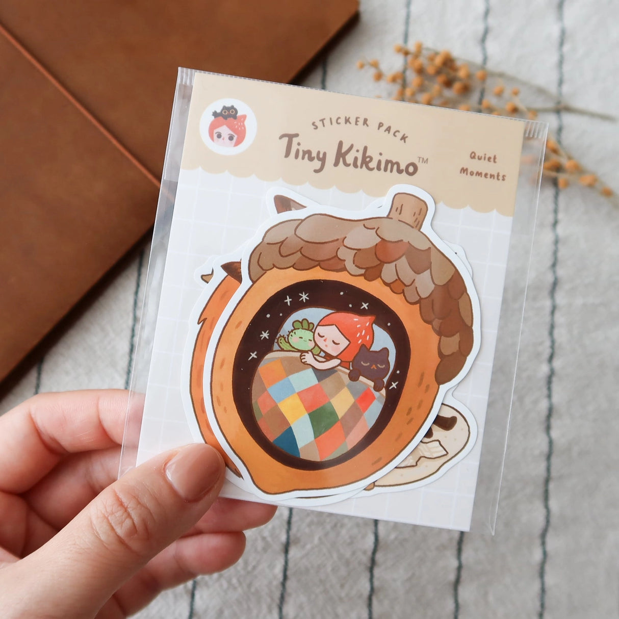 A whimsical set of 3 vinyl stickers featuring Tiny Kikimo and friends on their little adventures.