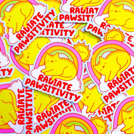 Tiny Bee Cards Radiate Positivity "Paw-Sitivity" Vinyl Sticker