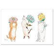 This adorable postcard features three cats picking flowers! It was illustrated by artist Tokoro Komugi who is known for their soft style of illustration featuring animals.

4in x 5.8in