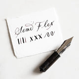A beautiful extra fine fountain pen nib with flex! Made exclusively for our fountain pens, all of my nibs are tipped with incredibly hard-wearing iridium for super smooth writing, and are plated in a 14k gold or Stainless Steel for a classically stunning look. As a bonus all nibs can be interchanged so you can easily write in different styles whenever it suits you.

Extra Fine Semi-Flex - A beautiful extra fine fountain pen nib with flex! This is a great middle-ground between the Pro Flex and our classic fo