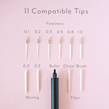 A Mini Pen for Your Big Ideas

The Lumos Mini is a beautiful and infinitely refillable fineliner, writing, and brush pen, including 9 professional artist's tips and 2 writing tips, all in a compact, pocket-friendly package.