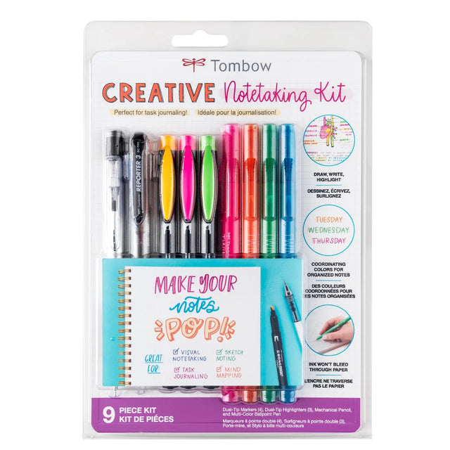 Make your notes pop with Tombow’s Creative Notetaking Kit. Whether you’re writing traditional notes, sketch noting, mind mapping, or creating in your planner or journal, this kit has everything you need for bright, colorful notes. Easily draw, write and highlight with coordinating colors to keep your notes organized.
