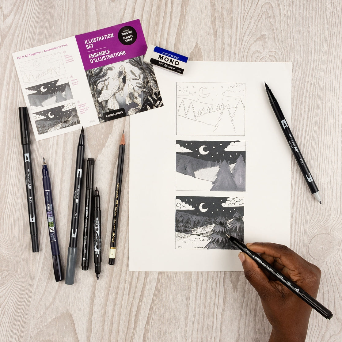 Conjunto de ilustraciones de Tombow