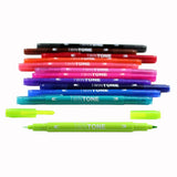Double-sided marker creates thick or thin lines with two tip choices – broad bullet tip for bold lines or extra-fine tip for detailed, precise lines. Perfect for color-coding and decorating planners, journals, and notebooks. Create fun doodling and lettering styles with a choice of 36 colors. Water-based ink doesn’t bleed through most papers. Durable fiber point tips are long-lasting and maintain shape after use.

Bullet tip 0.8mm; extra-fine tip 0.3mm.&nbsp;