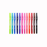 Double-sided marker creates thick or thin lines with two tip choices – broad bullet tip for bold lines or extra-fine tip for detailed, precise lines. Perfect for color-coding and decorating planners, journals, and notebooks. Create fun doodling and lettering styles with a choice of 36 colors. Water-based ink doesn’t bleed through most papers. Durable fiber point tips are long-lasting and maintain shape after use.

Bullet tip 0.8mm; extra-fine tip 0.3mm.&nbsp;