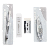 The Tombow Shimmer Stationery Set brings together four MONO favorites in a cohesive, shimmering design that adds a bit of shine to everyday stationery. Each set is thoughtfully curated to include the essentials you reach for most, all in a matching finish that feels special without sacrificing performance.&nbsp;

The MONO Graph Mechanical Pencil features Tombow’s shake mechanism for quick lead advancement and a shake lock to prevent accidental extension. The MONO Eraser delivers clean, precise erasing, whil