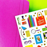 PipStickers are the PERFECT gift for the sticker lover in your life - even if it's you! These unique PVC designs with gold foil accents come on a clear backing and cannot be found anywhere else.

Includes one 3" x 7" sheet of Tote-ally Bookish PipStickers and includes the Pipsticks manifesto.