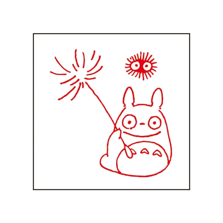 Sello de goma con Totoro, duendecillo de hollín y diente de león 