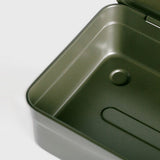 Pressed from a single piece of steel, this rugged toolbox features a camber lid and a top extendable handle for easy portability. Its seamless construction ensures a watertight seal, smooth edges, and exceptional durability. Ideal for storing tools, art supplies, cosmetics, and more—your storage, your way.