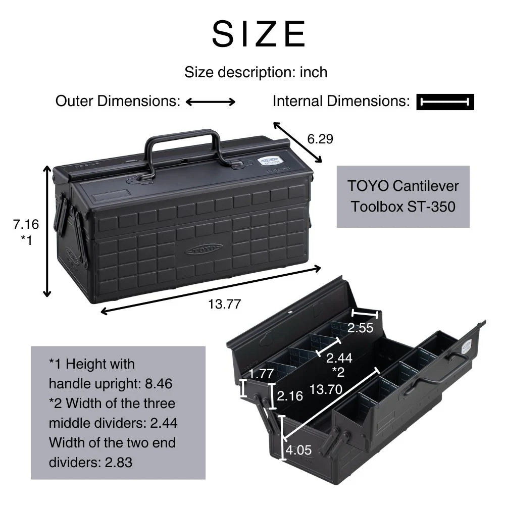 Toyo Steel Cantilever Toolbox ST-350 Black