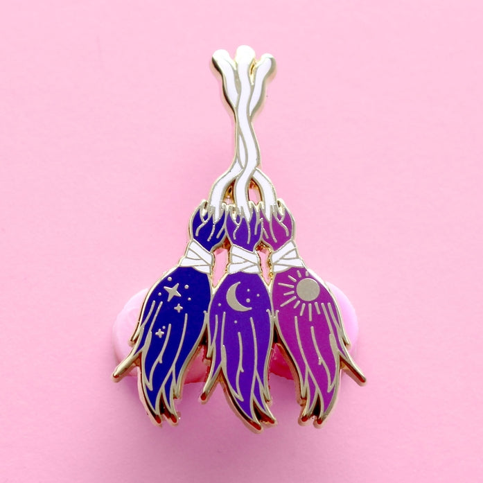 Glitter Punk - Trio of Broomsticks Enamel Pin – Halloween Collection
