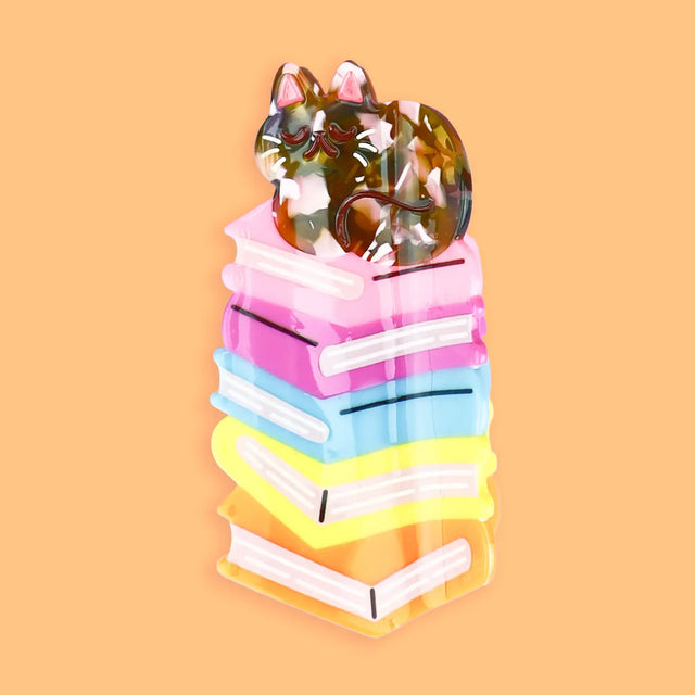 Turtle Soup Cat Book Stack Hair Claw