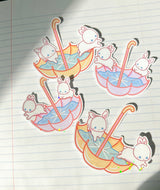 Umbrella Bunnies Pink Sticker