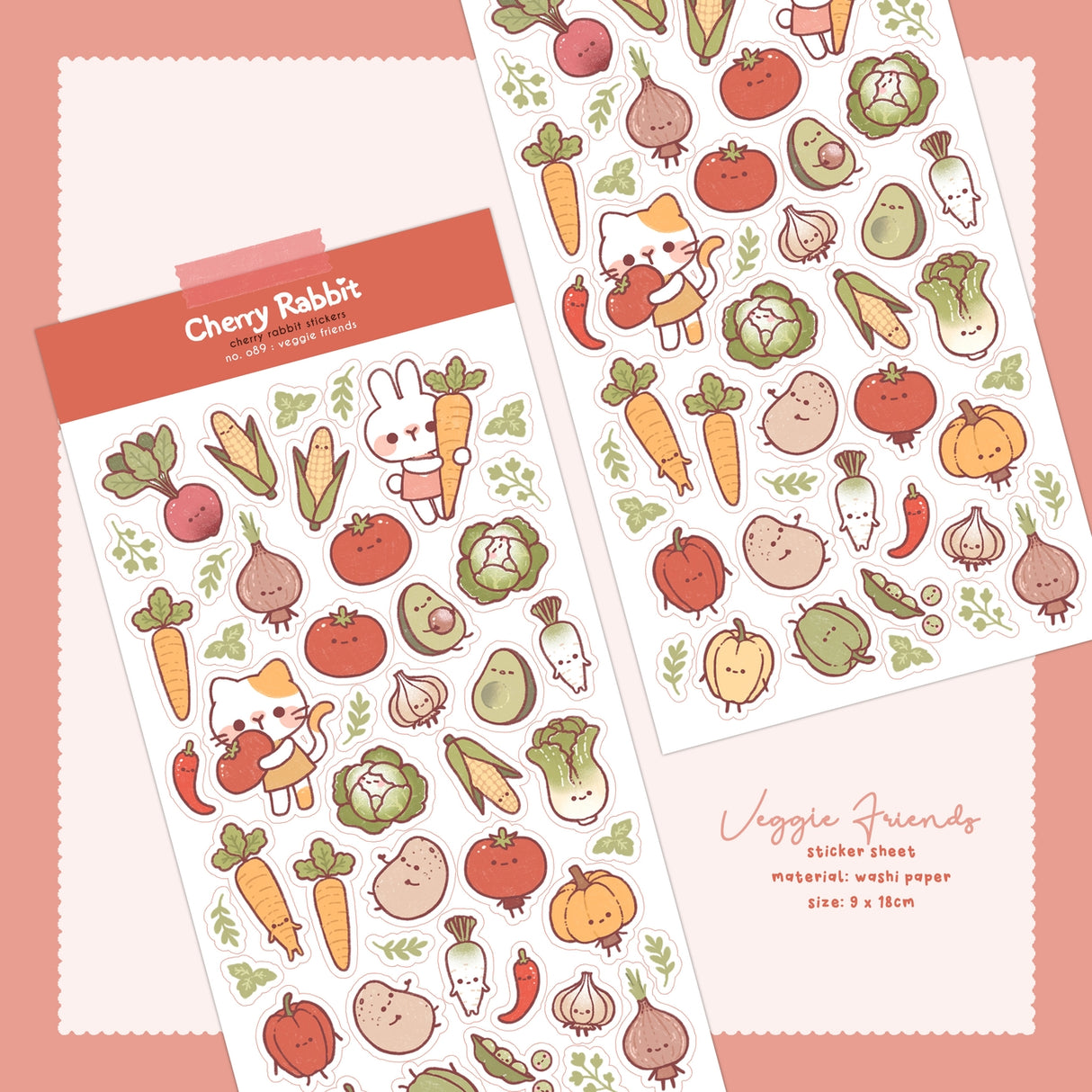 Cherry Rabbit - Veggie Friends Sticker Sheet