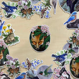 Red Fox with Rhododendron Vinyl Sticker