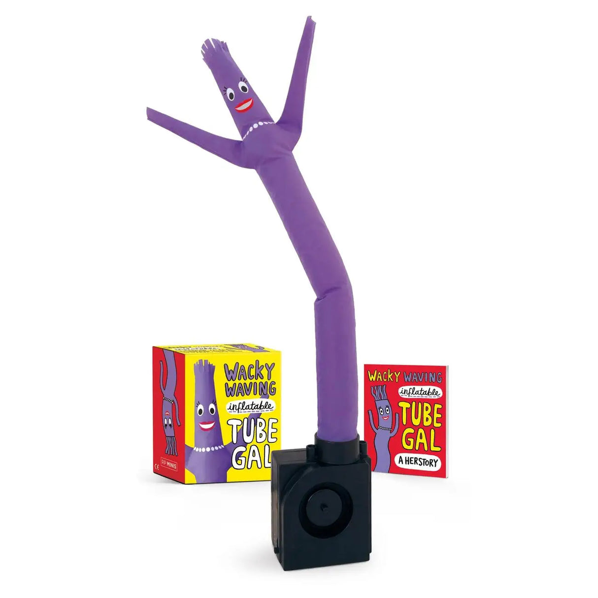 You know the Wacky Waving Inflatable Tube Guy. Now, meet his cheerful, dancing friend: Tube GAL! A hilarious, cheerful gift for every birthday, white elephant party, or holiday!
Includes 32-page mini book exploring the origins and ethos of Tulip the Tube Gal and her totally tubular family