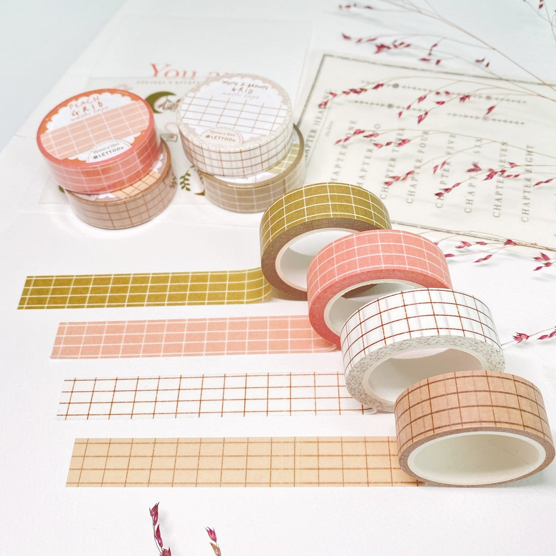 Cinta washi cuadriculada