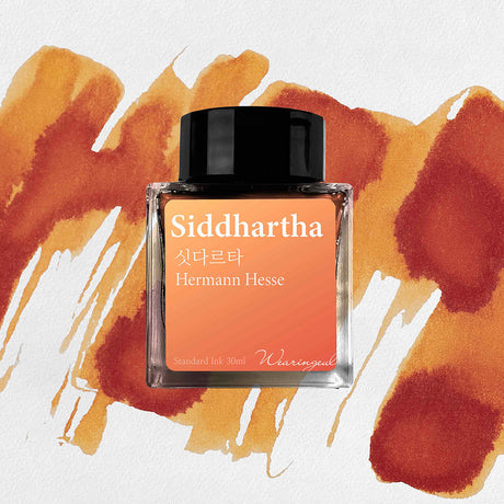 'The Color of Literature' is the project expressing the stories and impressions of literature works with colors, Wearingeul inks illustrate the specific scenes or the atmosphere of novels and poems, Also, some sets represent the main concept of the original stories, giving unqiue exprience following itinerary of the characters in the stories.

Under the golden sun, Siddhartha's journey toward inner enlightenment unfolds. This vivid yellow-orange ink captures the trace of a pure soul in search of truth.&nbsp