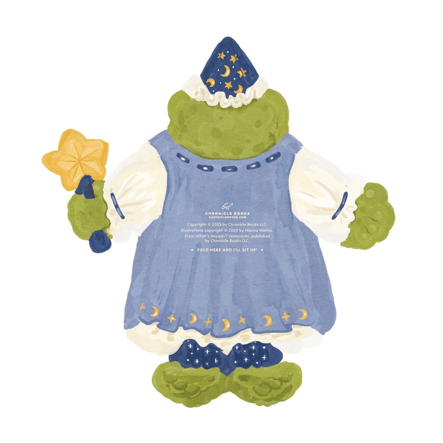 Add some quirky charm to your correspondence with adorable frog-shaped notecards!

These illustrated cards feature four different designs and punny greetings. From a wizard frog to a romantic frog, a bookish toad to a cowboy croaker, each of these playful amphibians will deliver your birthday wishes, congratulations, and cheerful ribbits to friends and family! The stationery set includes 12 die-cut notecards (4 designs repeating) and 12 envelopes.
