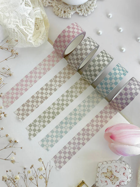 ♡ whimsy checkered washi tape&nbsp;

♡ perfect for layering &amp; adding a decorative touch to your journal pages!

♡ 16mm wide

♡ all washi is 10m long

Illustrated &amp; designed by Aarti from @leelajournals. Colors may vary from screen to screen and real life to photo.&nbsp;