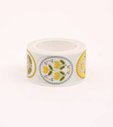 Cinta washi con emblema floral blanco