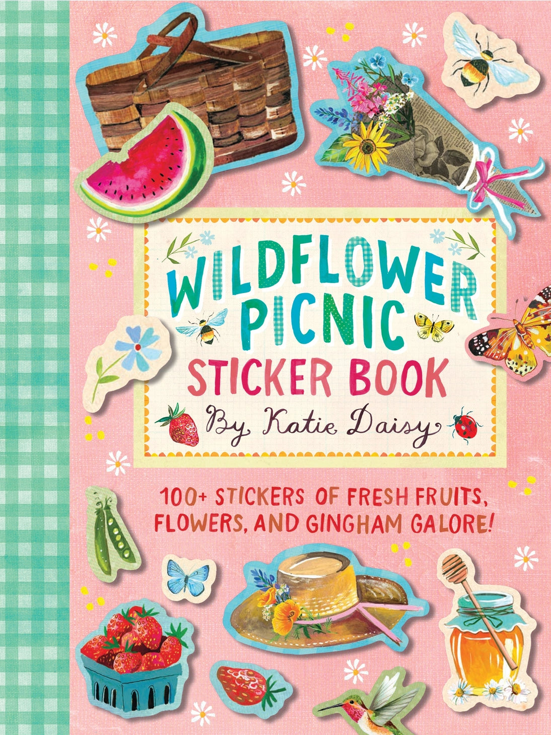 Fresh fruits, flowers, and gingham galore! This sticker book is bursting with the wonderful, whimsical art of bestselling author and illustrator Katie Daisy. Featuring 100+ die-cut stickers with a wildflower picnic theme, the set includes beautiful butterflies and wildflowers, sweet jam jars and juicy fruit, luscious pies and charcuterie boards perfect for decorating journals, planners, water bottles, tumblers, and more!