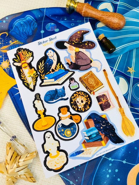 Hoja de pegatinas de brujas