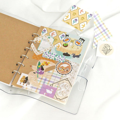 Material flake stickers with pieces of various designs are now available!
The lineup is rich in variation, such as all-over patterns that can be used as bases, frames that can be used as accent frames, and motif illustrations that are perfect for the main one.
Please enjoy it with any combination you like.

12 patterns× 4 pieces each (48 pieces in total)