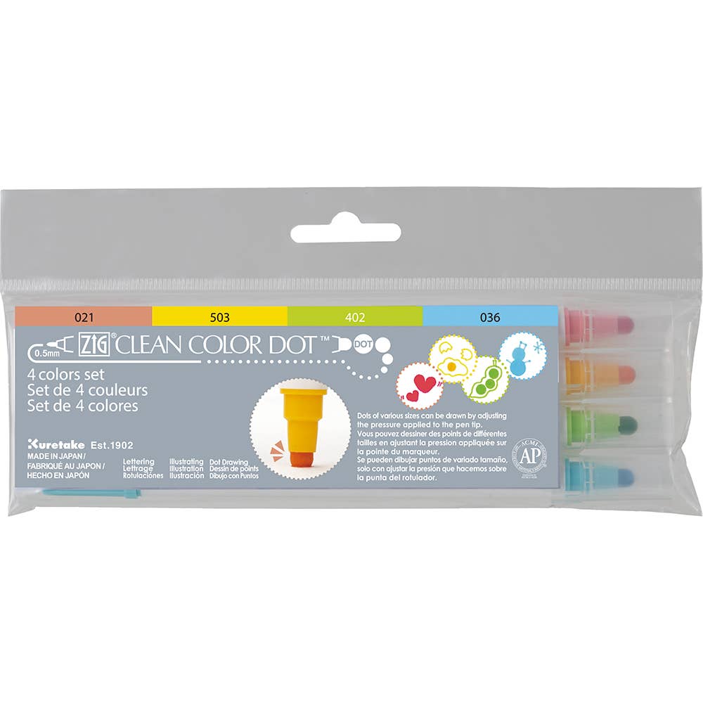 Kuretake ZIG Clean Color Dot Markers 4/pkg