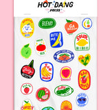 Iron-on Transfer Sheets - Produce Stickers (Pack of 2)