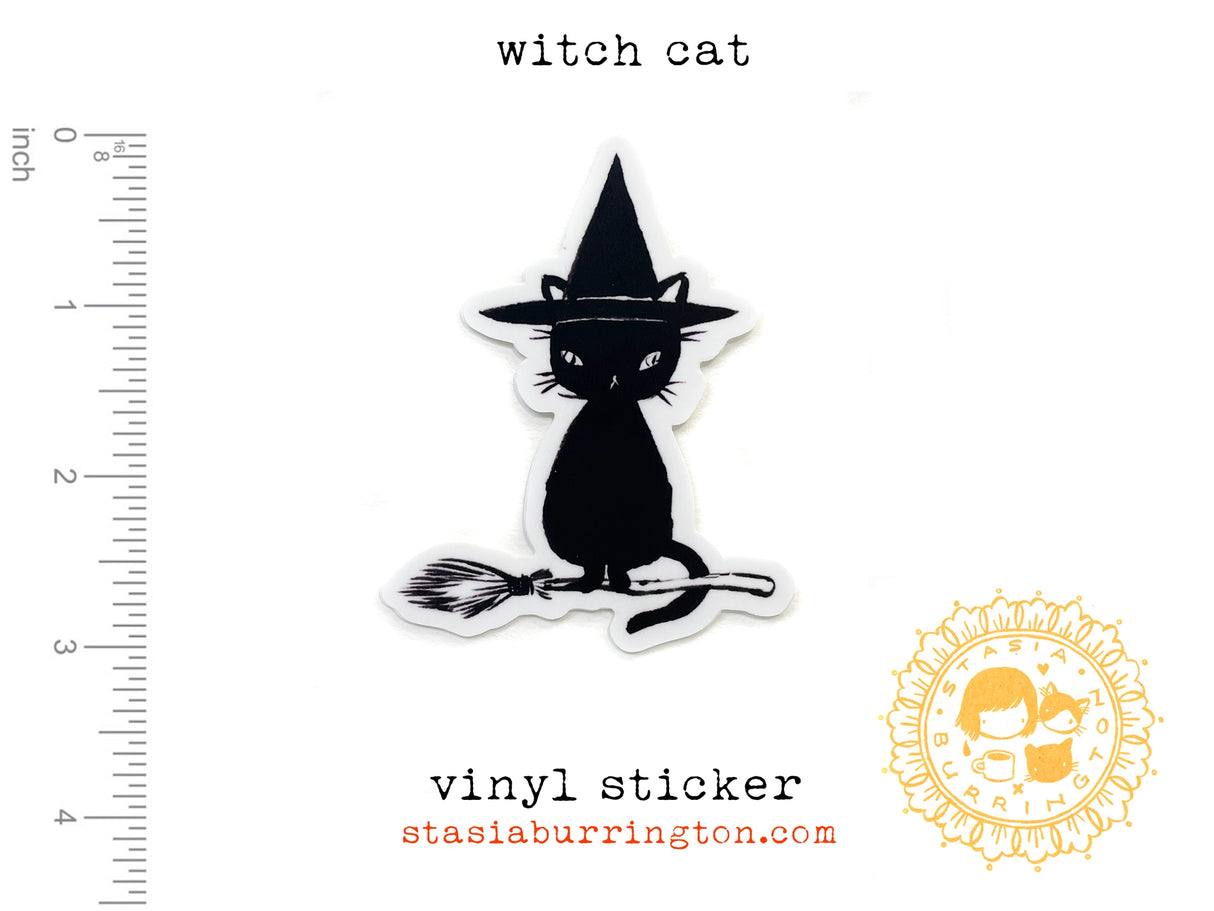 Witch Cat Vinyl Sticker