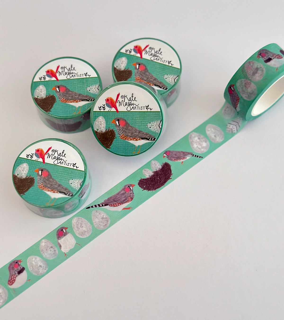 Kate Mason Artist - Bird Finches Eggs Nest Washi Tape