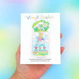 Tiny Worlds + Cats: Garden Vinyl Sticker