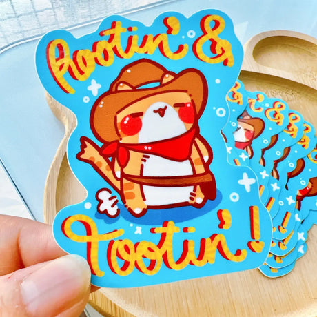 Rootin' Tootin' Cat Kawaii Vinyl Sticker