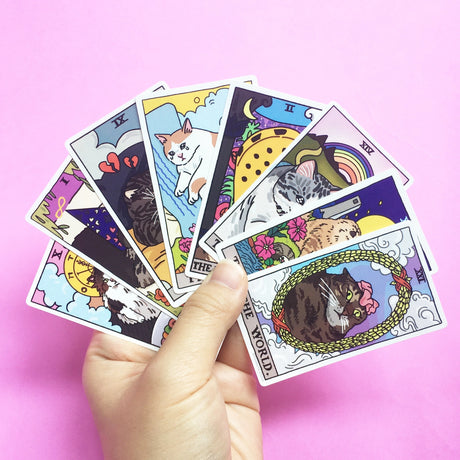 Three of Cups Tarot Cat Meme Stickers (Minor Arcana)