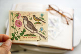Botanical Bird and Flowers Bookplate Sticker
