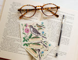 Botanical Bird and Flowers Bookplate Sticker