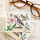Botanical Bird and Flowers Bookplate Sticker