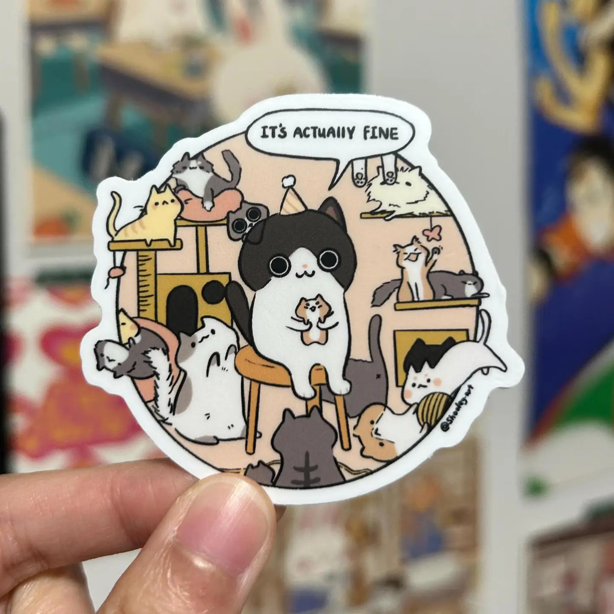 Shooley - This Is Fine Cat Vinyl Sticker