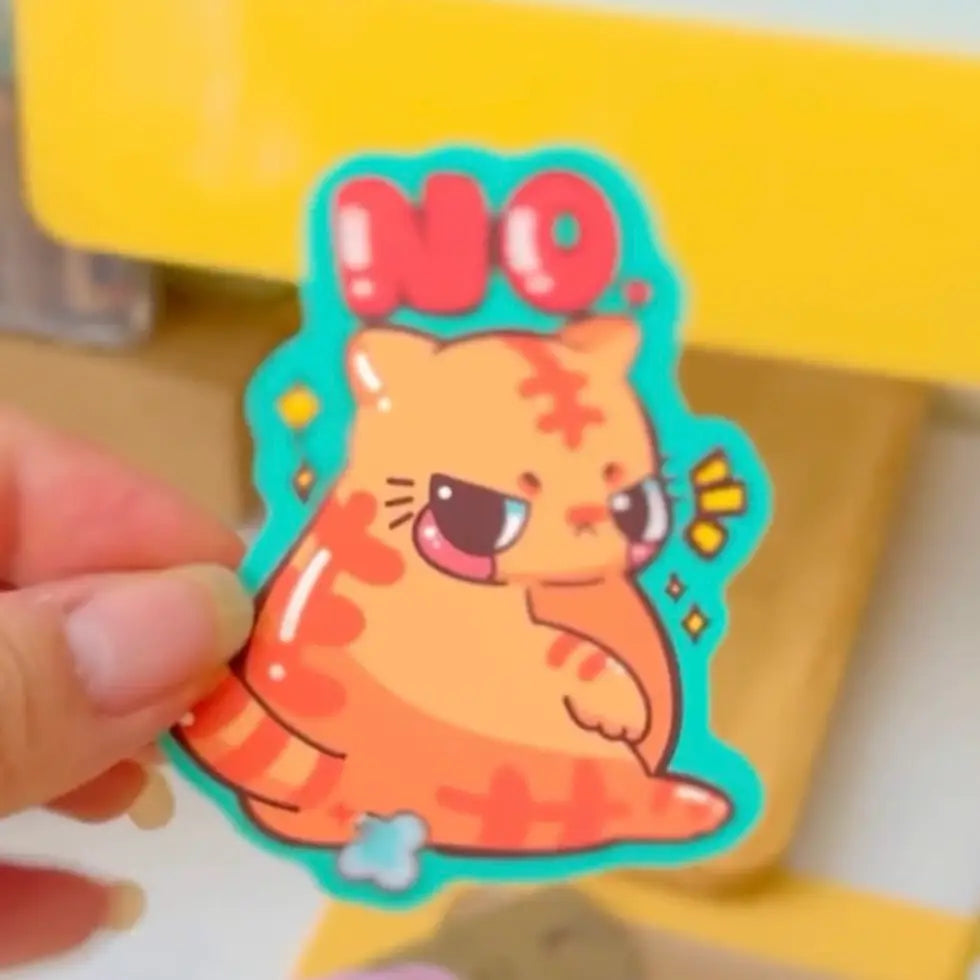 Grumpy No Cat (Orange, Blue) Vinyl Sticker