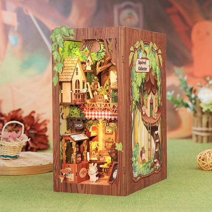 Squirrel Collector DIY Book Nook Kit with Dust Cover