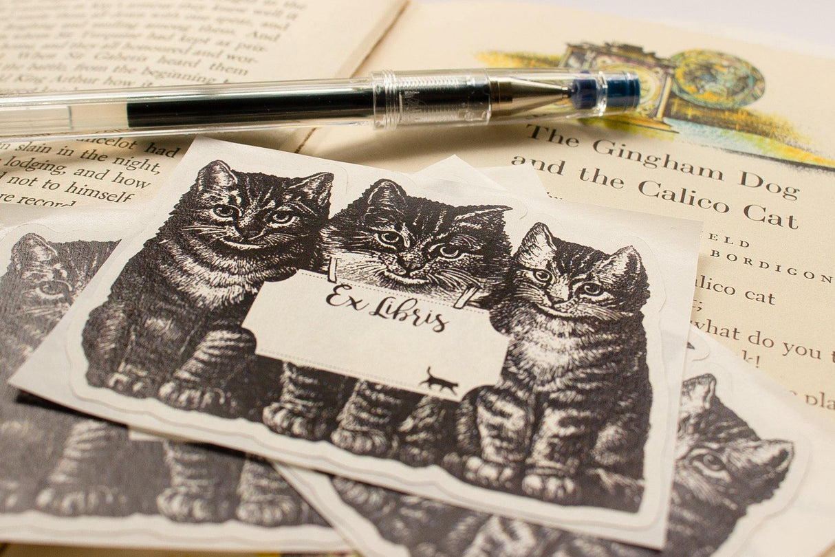 Three Cats Bookplate Sticker