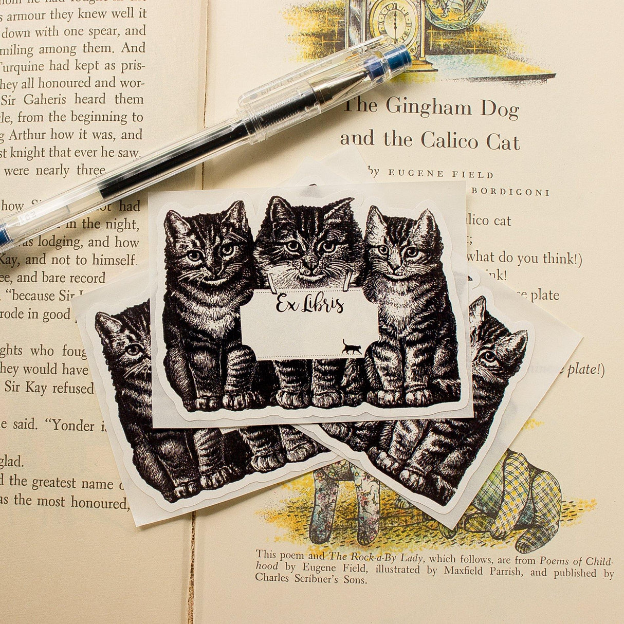 Three Cats Bookplate Sticker