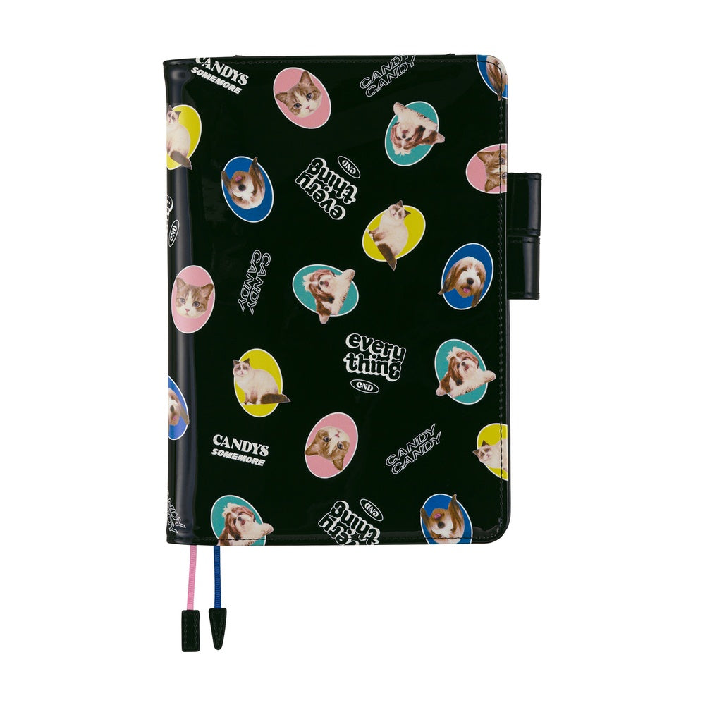 Hobonichi Techo 2026 Cousin A5 Book & Cover - Candy Stripper: Random Dog & Cat (Black) [JPN/A5/April Start]