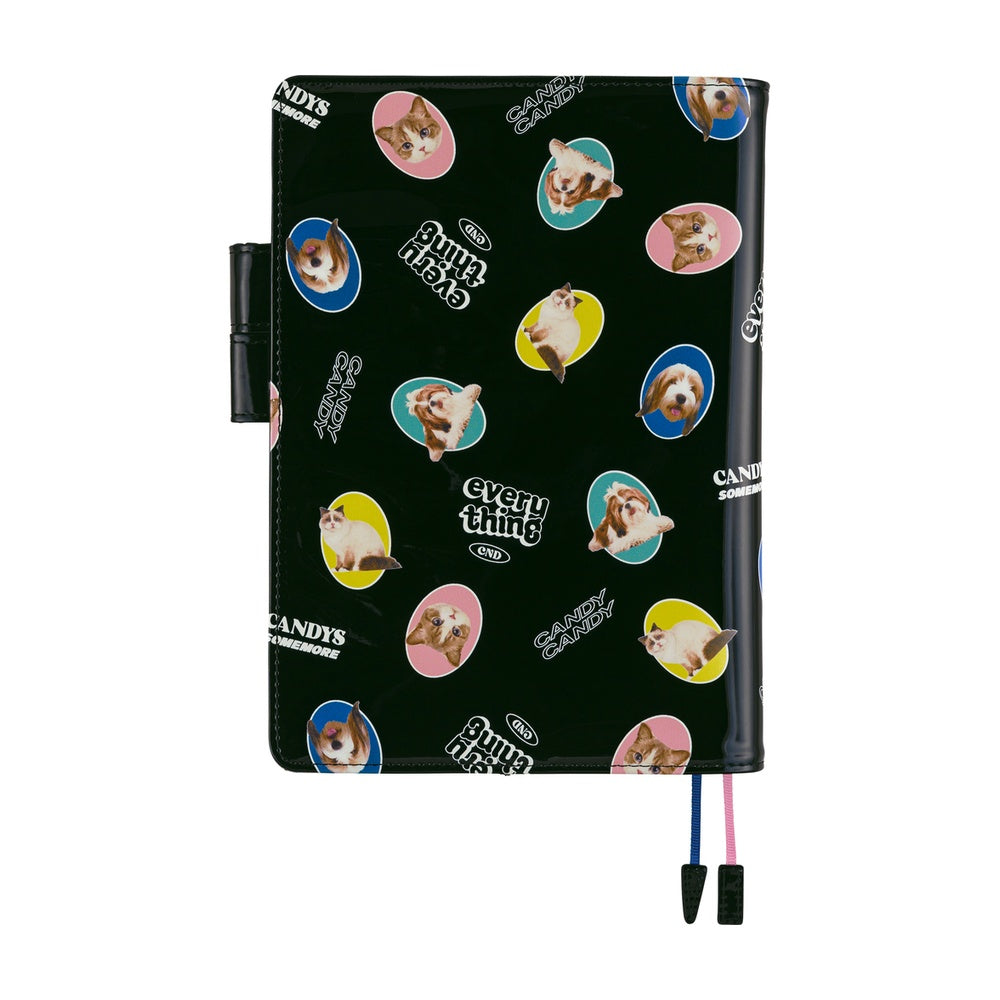 Hobonichi Techo 2026 Cousin A5 Book & Cover - Candy Stripper: Random Dog & Cat (Black) [JPN/A5/April Start]