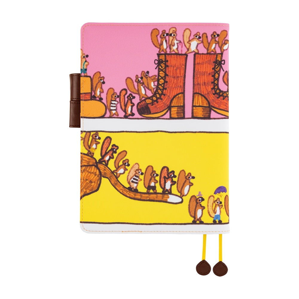 Hobonichi Techo 2026 Cousin A5 Book & Cover - 100%ORANGE: Where’s the Squirrel Going [JPN/A5/April Start]